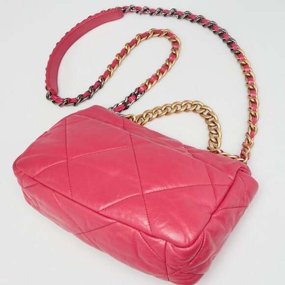 Chanel Pink Quilted Lambskin Leather Chanel 19 Small Flap Bag - Picture 2 of 10